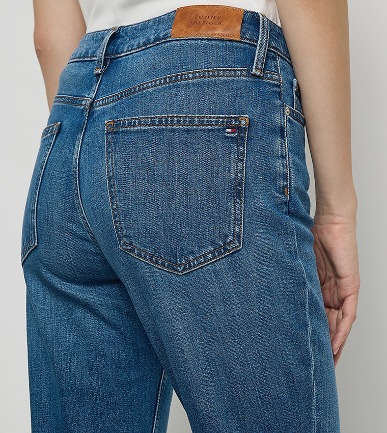 Washed High Waist Slim Fit Jeans