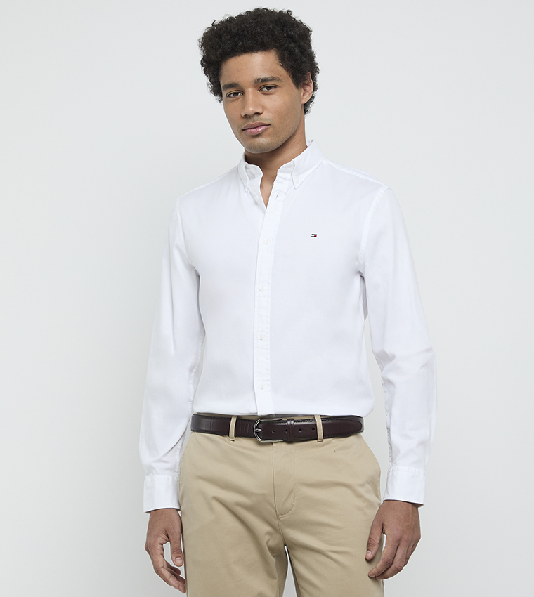 Logo Detail Dobby Long Sleeves Shirt