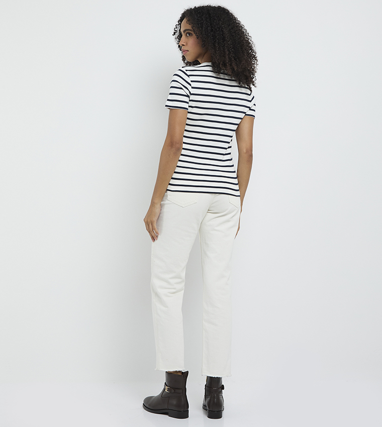 CODY Striped Short Sleeves Slim Fit T-Shirt