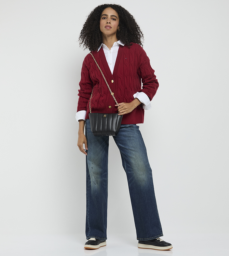 كارديغان منسوج بياقة V 