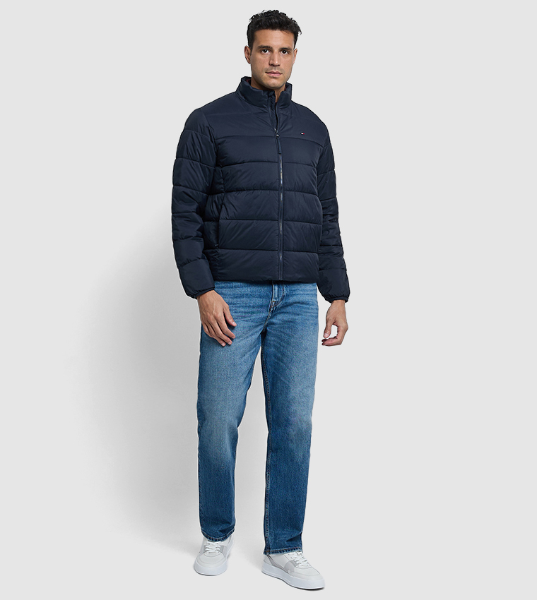 جاكيت بفر بسحاب وياقة عالية 