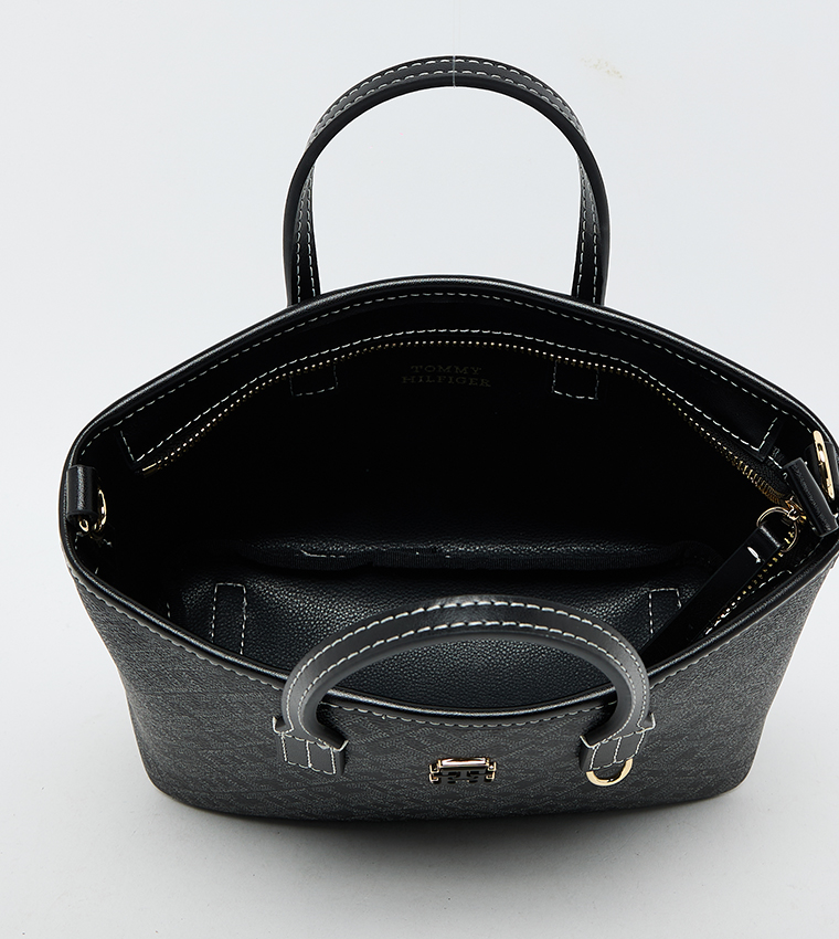 Monogram Patterned Zippered Tote Bag