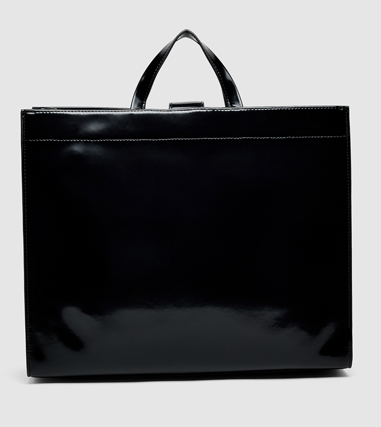 Logo Detail Glossy Tote Bag