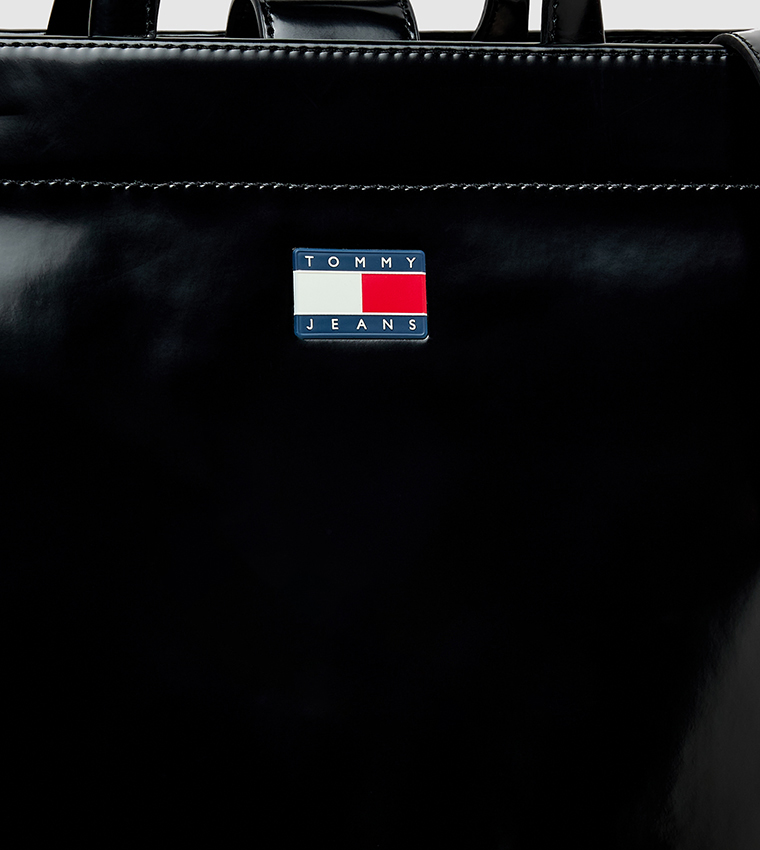 Logo Detail Glossy Tote Bag