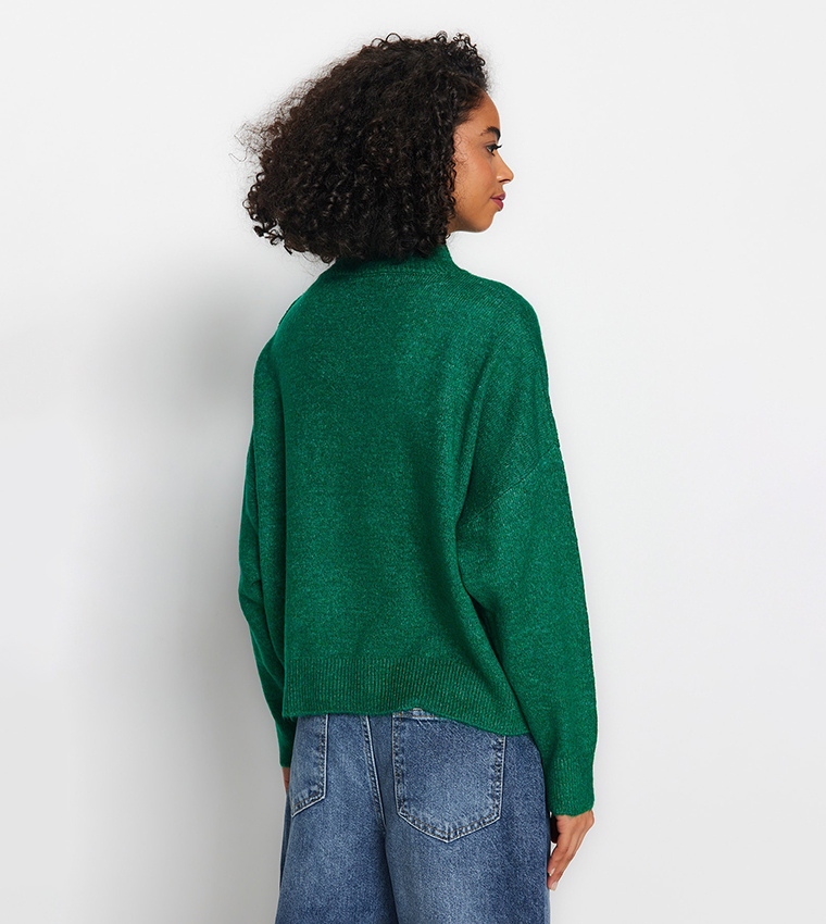 SMIDOW Overstock Items Clearance All Prime Women's Knit Sweaters Casual  Fashion Batwing Sleeve Solid Turn-Down Sweater Loose Comfy Pullover Lapel  Sweater Cowl Neck Sweater Green M - ShopStyle