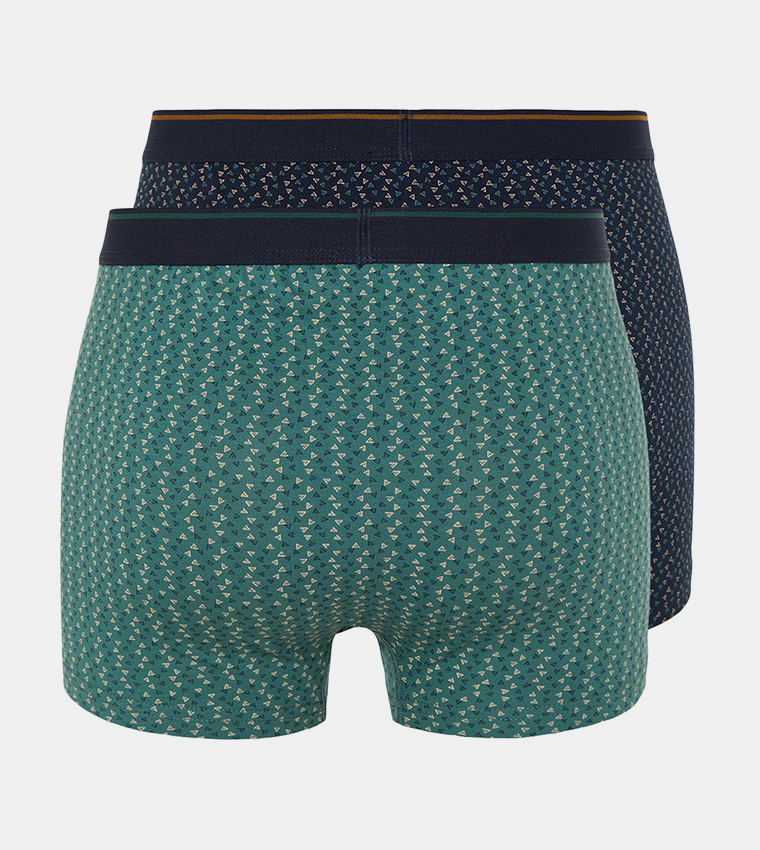 Buy Trendyol Pack Of 2 Geometric Print Cotton Trunks In Multiple Colors