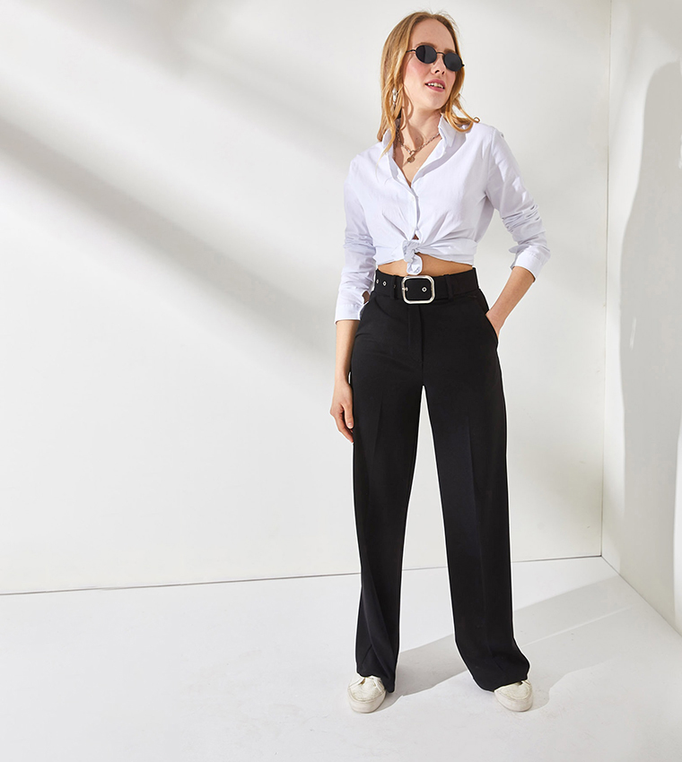 Pants top with belt