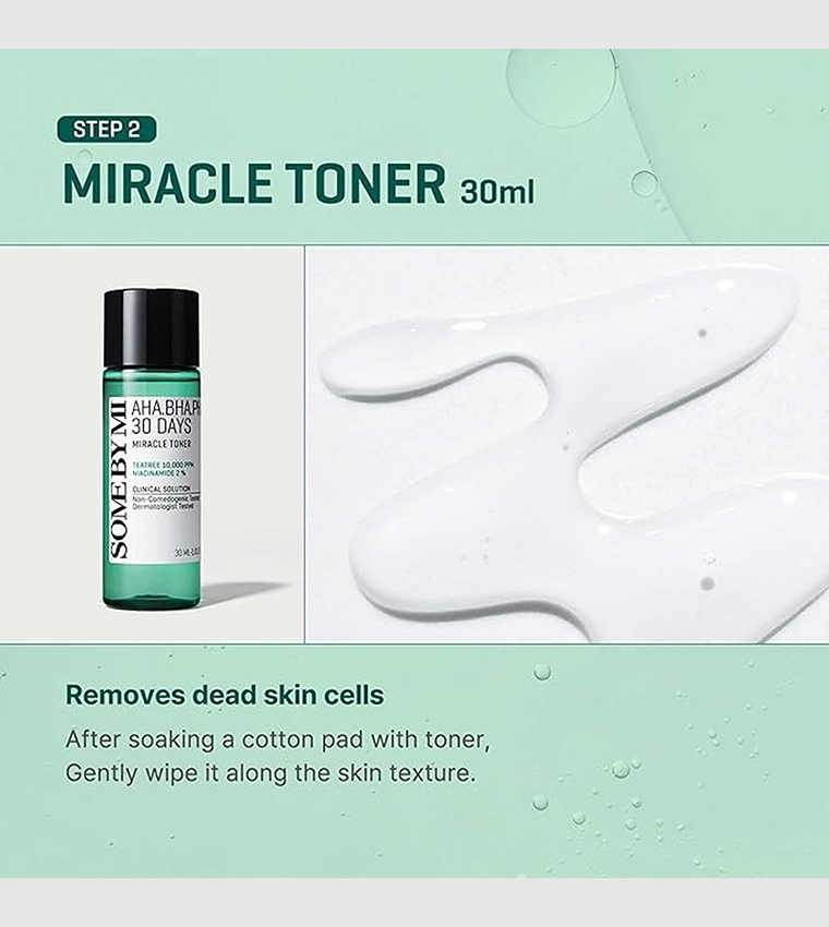 Korean AHA BHA PHA 30Days Miracle AC SOS Kit - Toner 1.01Oz + Serum 0.33Oz + Cream 0.7Oz + Foam 1.01Oz