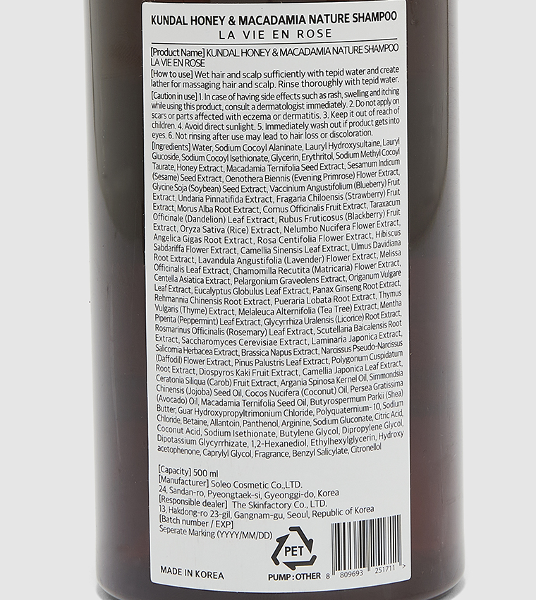 Honey & Macadamia Nature Shampoo La Vie En Rose 530 ml
