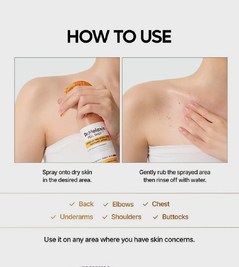 Peel Shot Exfoliating Kojic Acid Turmeric Spray, 200ml