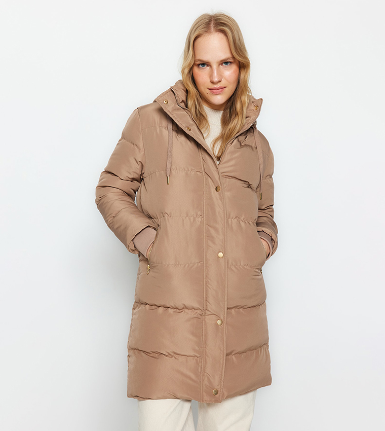 Quilted hooded sales puffer coat