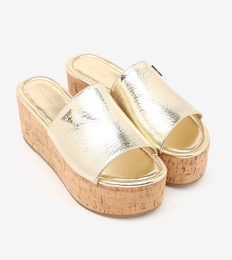 Buy Guess Open Toe Wedges Gold In Gold 6thStreet Oman