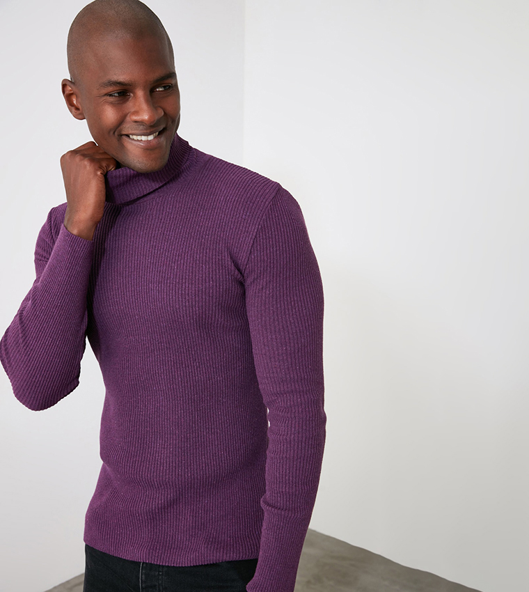 Mens purple turtleneck sweater store