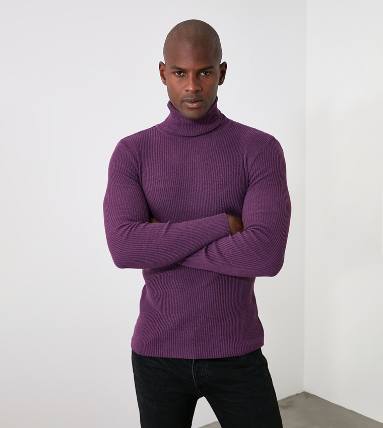 Purple turtleneck sweater discount mens