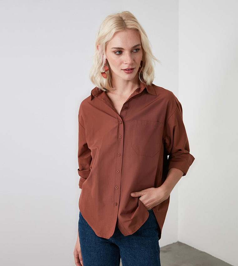 Buy Trendyol Boyfriend Shirt In Brown 6thStreet Bahrain