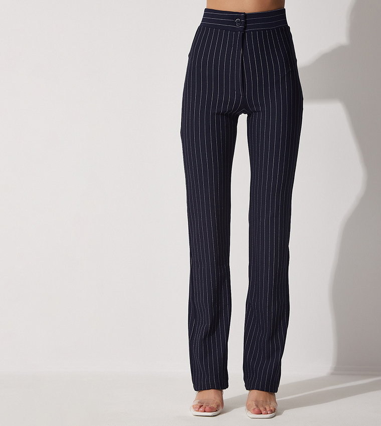 High Waist Striped Trousers