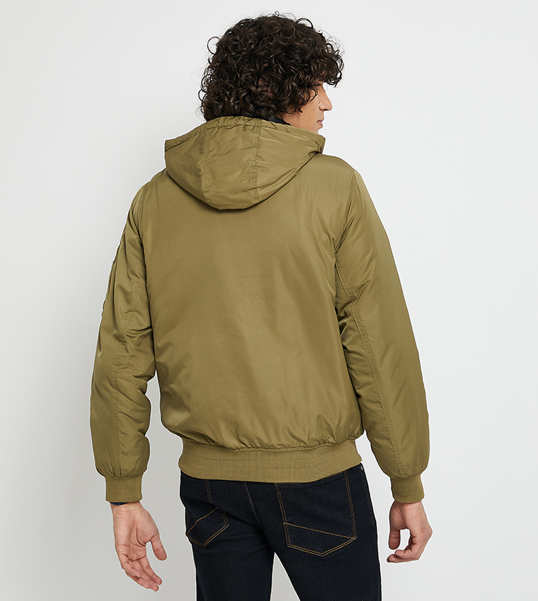 Logo Detail Hooded Zipper Jacket
