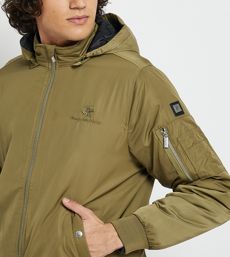 Logo Detail Hooded Zipper Jacket