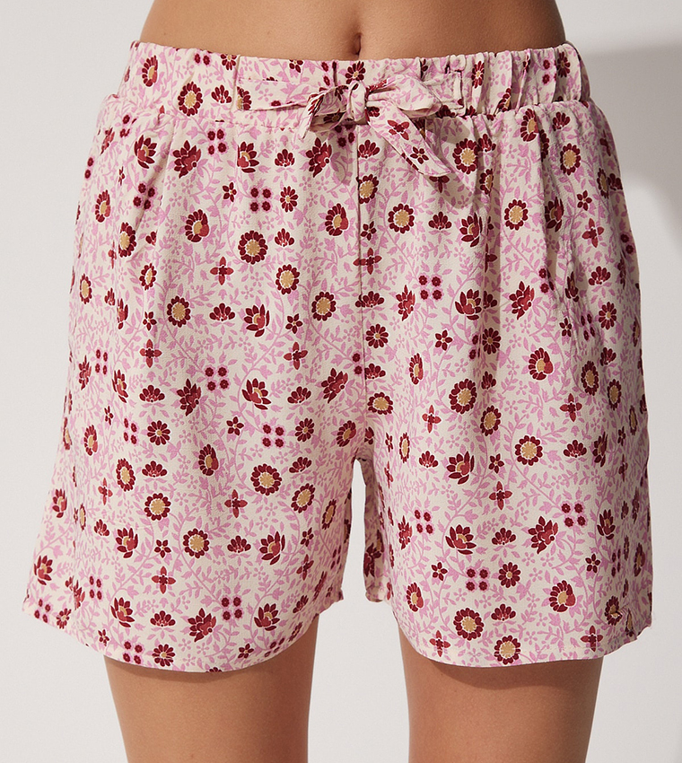 Pink floral shorts sales