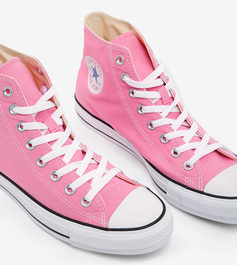 Pink lace converse discount