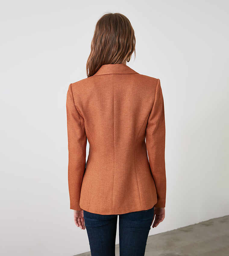 Trendyol Damen Blazer In Anthrazit – Mit Knopfdetail, Aus Polyester/Elasthan, Lässige Jacke Für Business & Freizeit