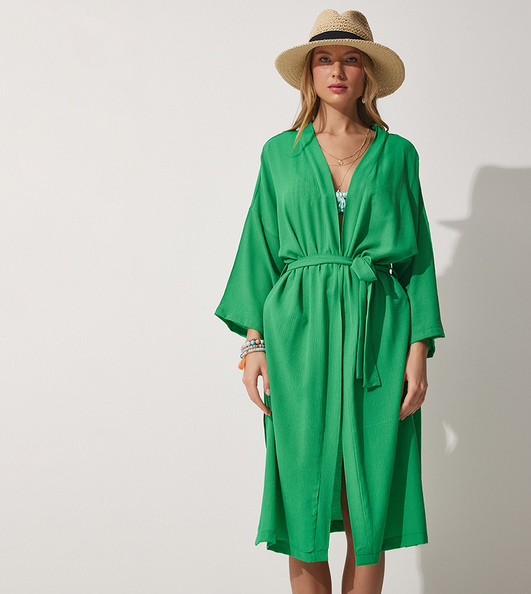 slim fit dress slacks Emerald Savannah Short Kimono | Luxury Handcrafted Kimono main image 0
