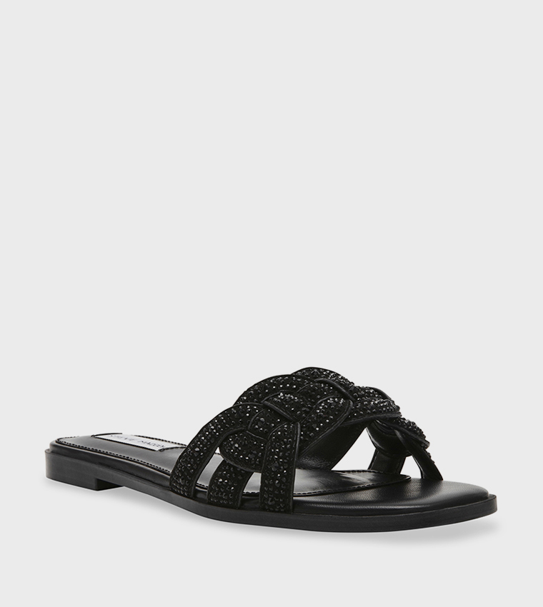 Buy Steve Madden PAMINA Embellished Open Toe Flat Sandals In Black 6thStreet Oman