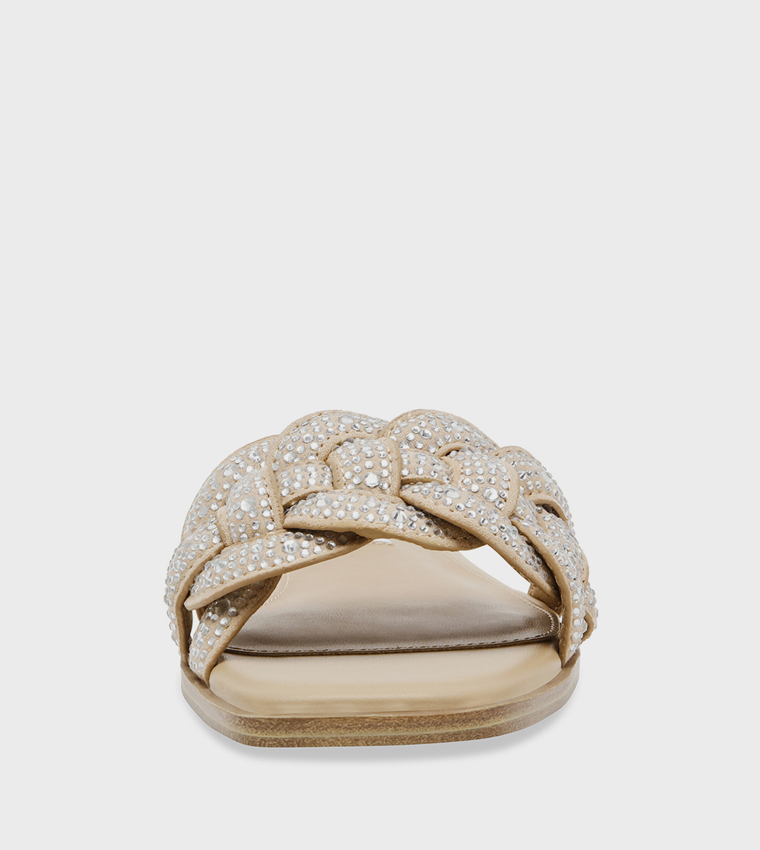 PAMINA Embellished Open Toe Flat Sandals
