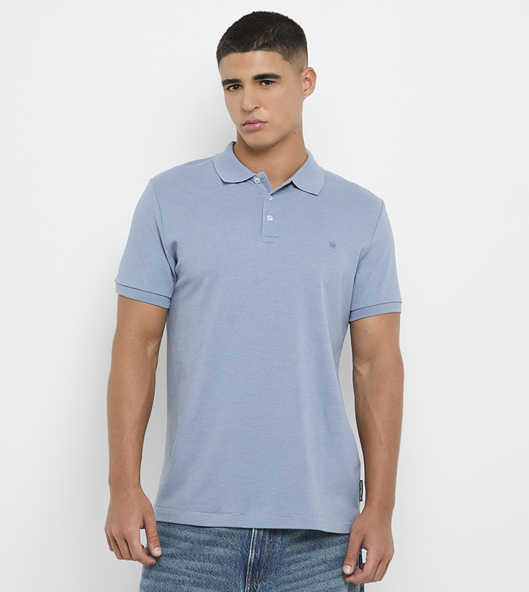 Textured Knitted Polo T-Shirt