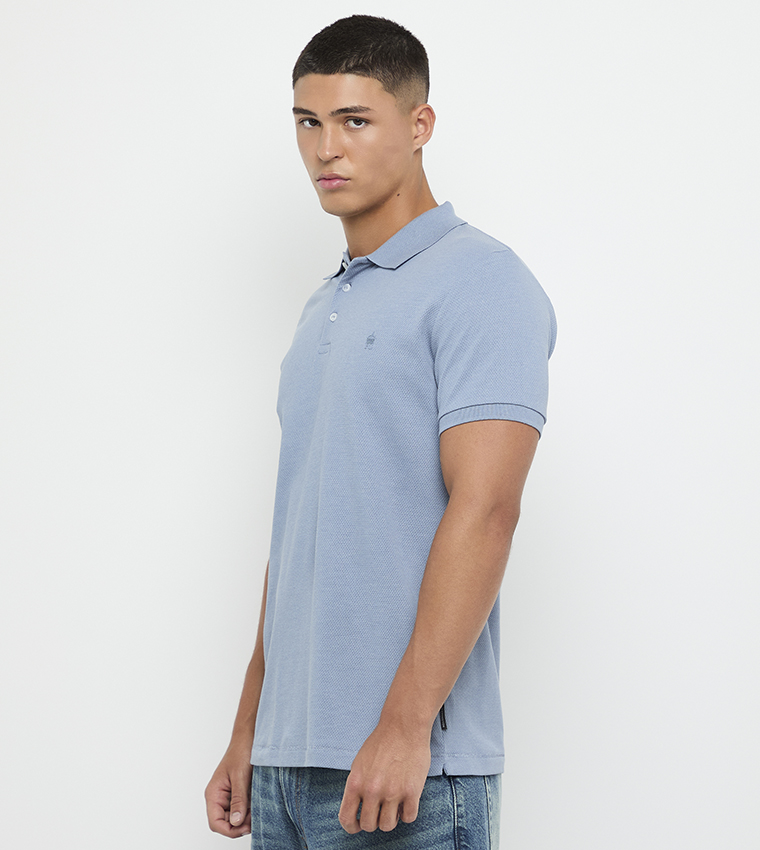 Textured Knitted Polo T-Shirt