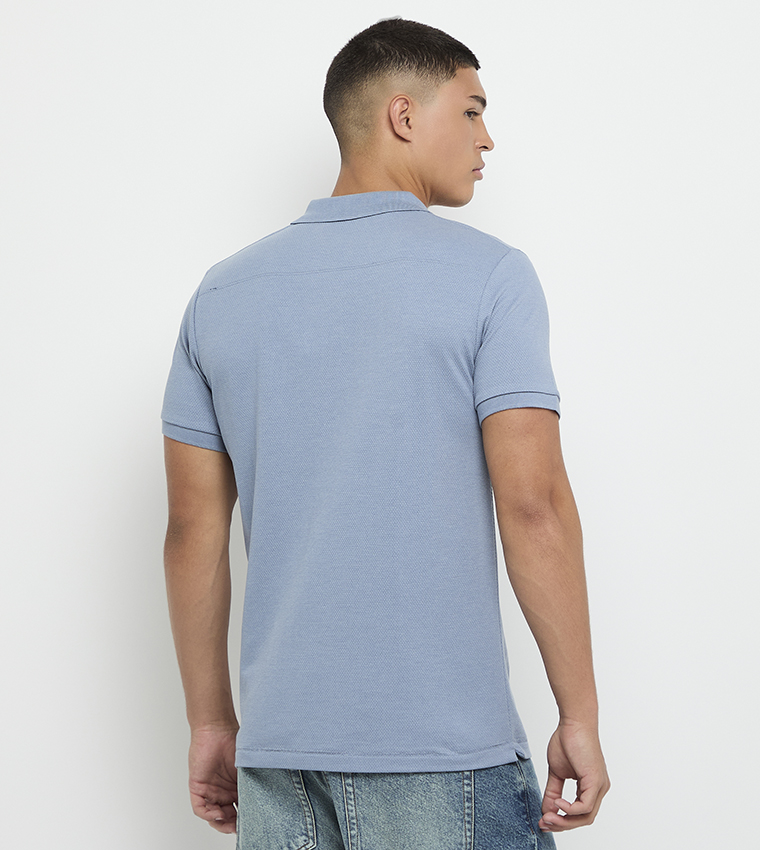 Textured Knitted Polo T-Shirt