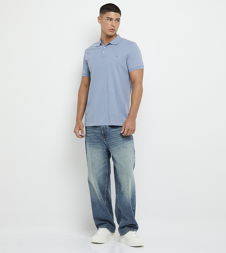 Textured Knitted Polo T-Shirt