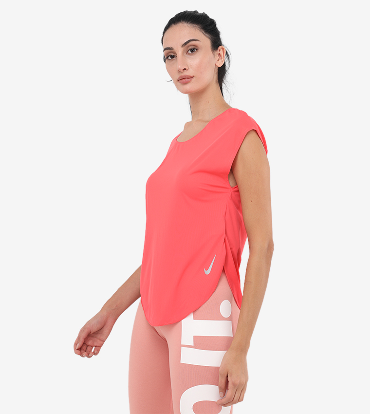 W NK City Sleek Top SS-Ember Glow/Reflective Silv