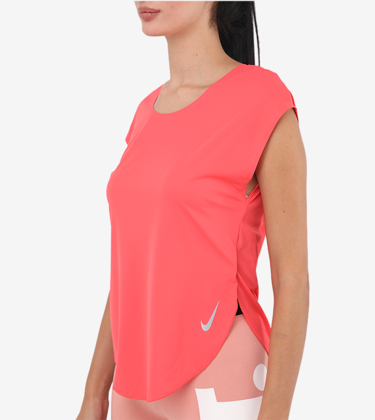 W NK City Sleek Top SS-Ember Glow/Reflective Silv