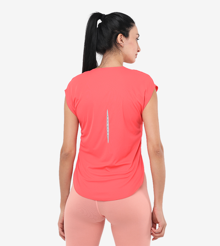 W NK City Sleek Top SS-Ember Glow/Reflective Silv