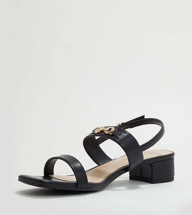 Metallic Accent Open Toe Heel Sandals