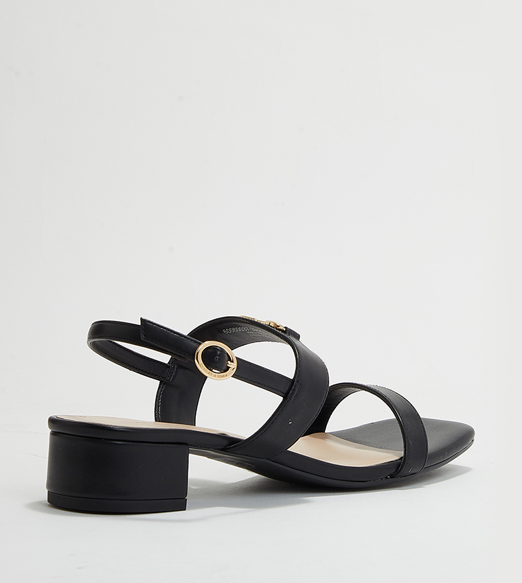 Metallic Accent Open Toe Heel Sandals