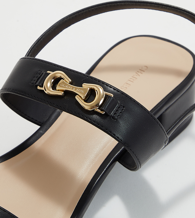 Metallic Accent Open Toe Heel Sandals