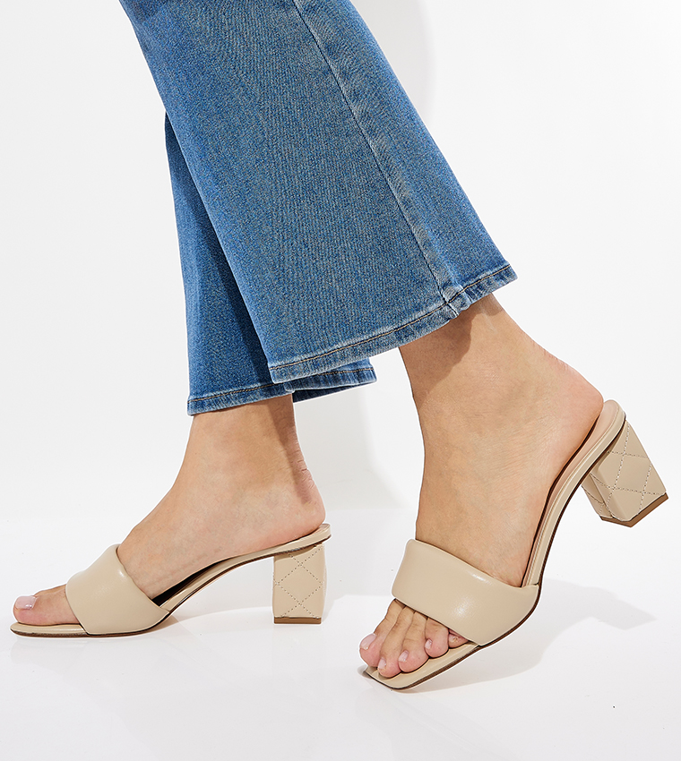 Quilted Block Heel Sandals