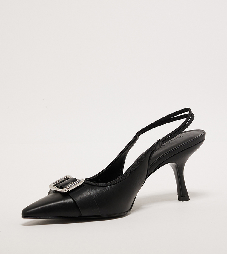 Buckle Detail Slingback Pumps