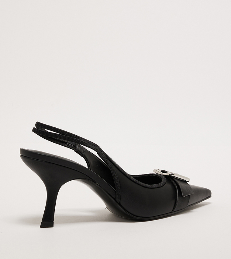 Buckle Detail Slingback Pumps