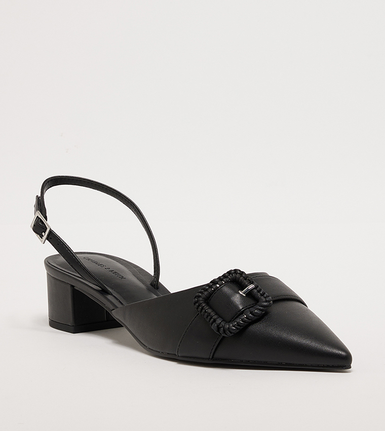 Buckle Detail Slingback Pumps