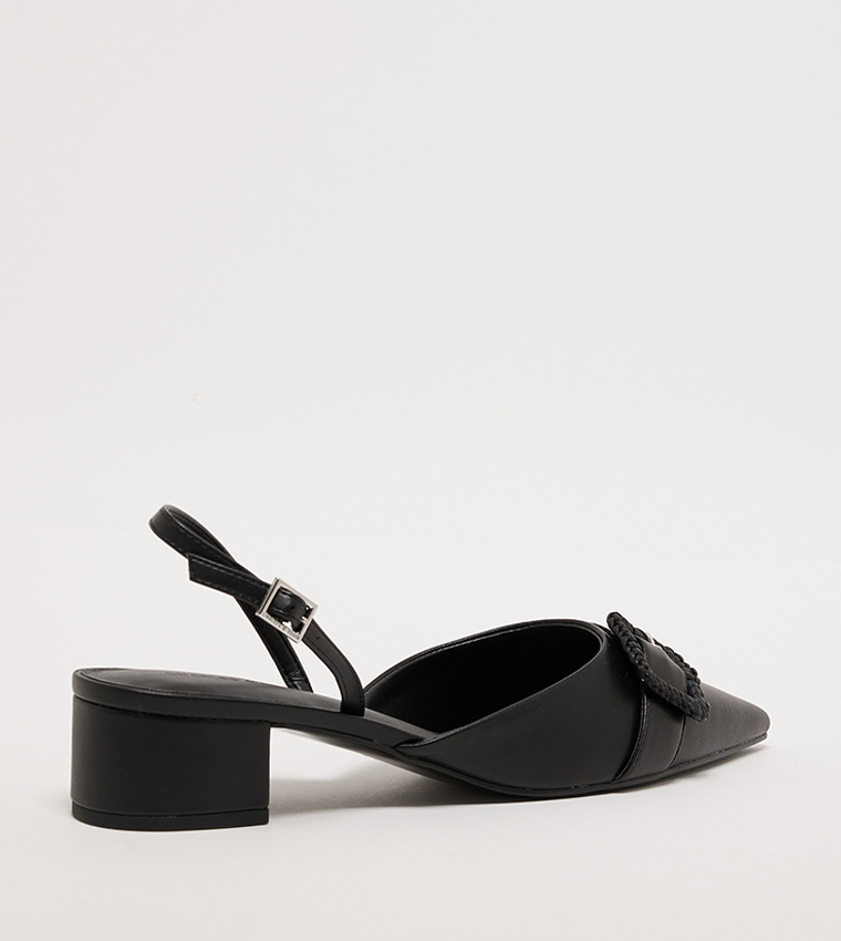 Buckle Detail Slingback Pumps