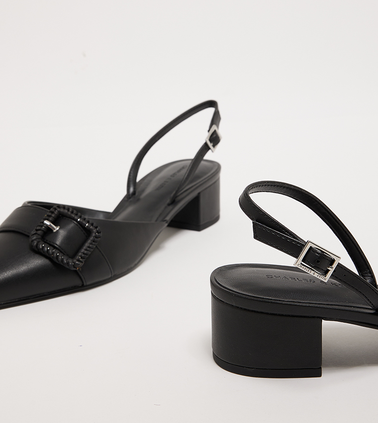 Buckle Detail Slingback Pumps