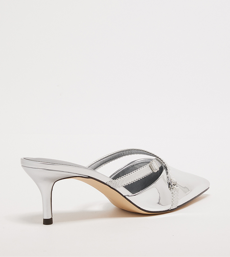 Metallic Grosgrain Strap Pointed Toe Pumps