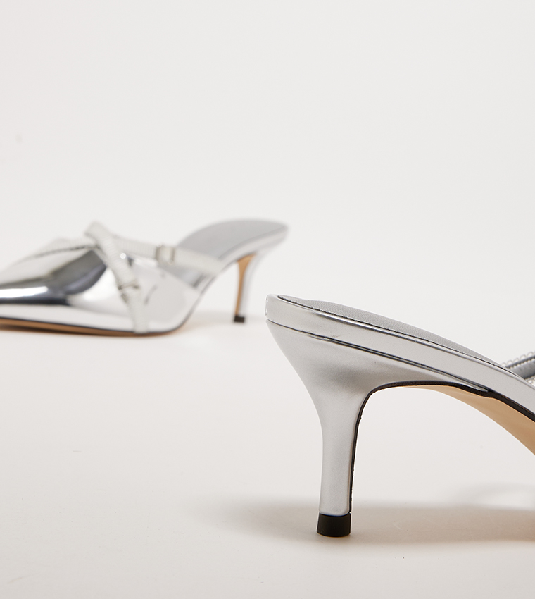 Metallic Grosgrain Strap Pointed Toe Pumps