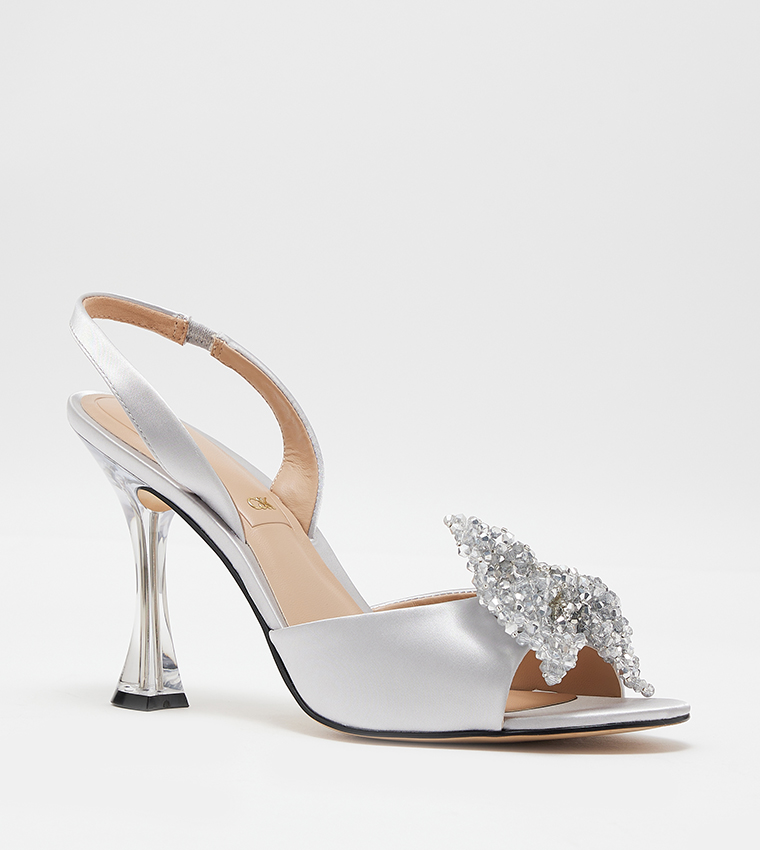 Embellished Slingback Heel Sandals