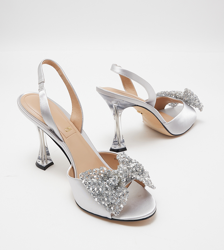 Embellished Slingback Heel Sandals
