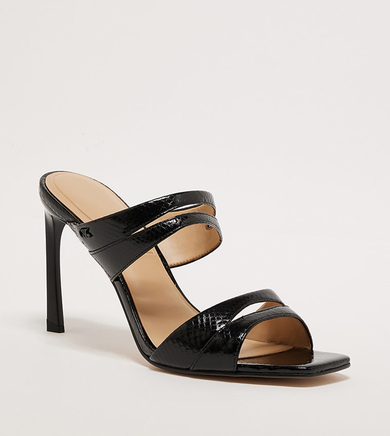 Textured Leather Heel Sandals