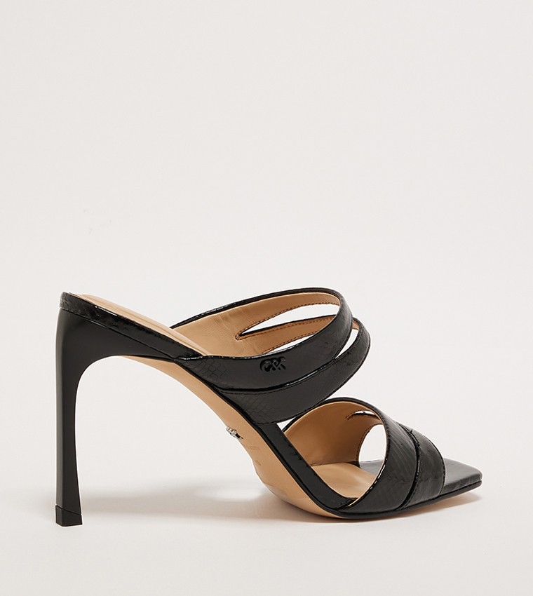 Textured Leather Heel Sandals